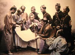 Samurai des Satsuma-Clans, ca. 1868-1869, Aufnahme von Felice Beato