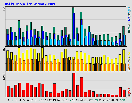 Daily usage for January 2021