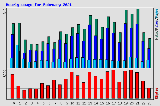 Hourly usage for February 2021